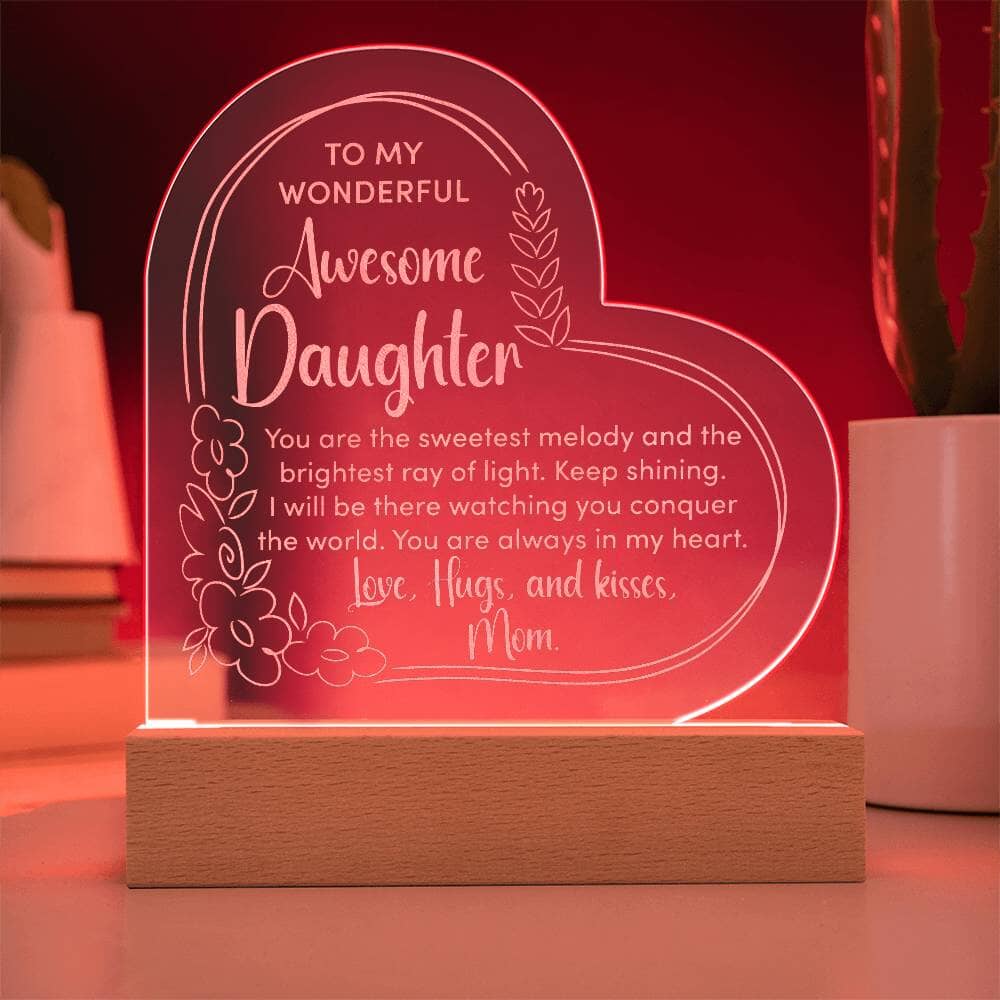 Gift For Daughter - Love - Hugs And Kisses - Engraved Acrylic Plaque - The Shoppers Outlet
