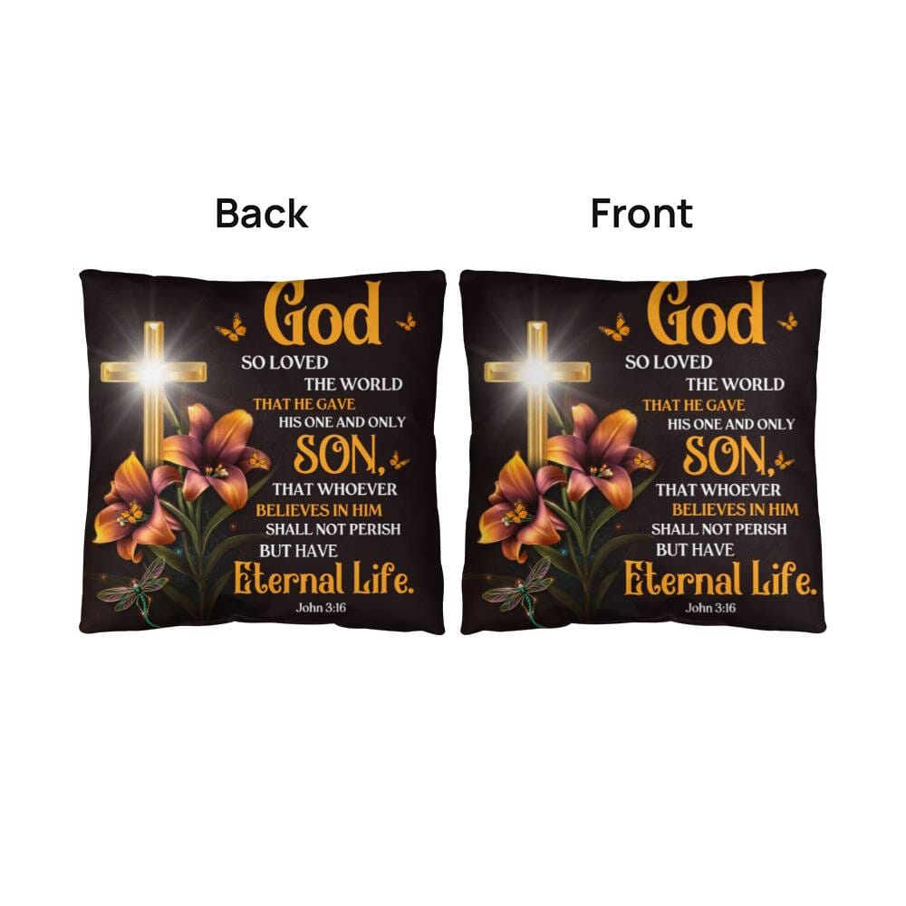 Faith - God So Loved The World - John 3:16  - Classic Throw Pillows - The Shoppers Outlet