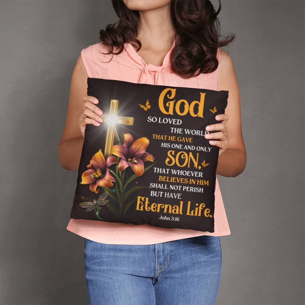 Faith - God So Loved The World - John 3:16  - Classic Throw Pillows - The Shoppers Outlet