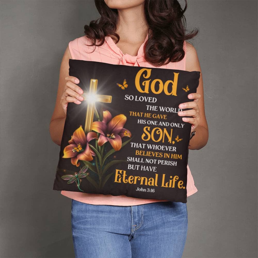 Faith - God So Loved The World - John 3:16  - Classic Throw Pillows - The Shoppers Outlet