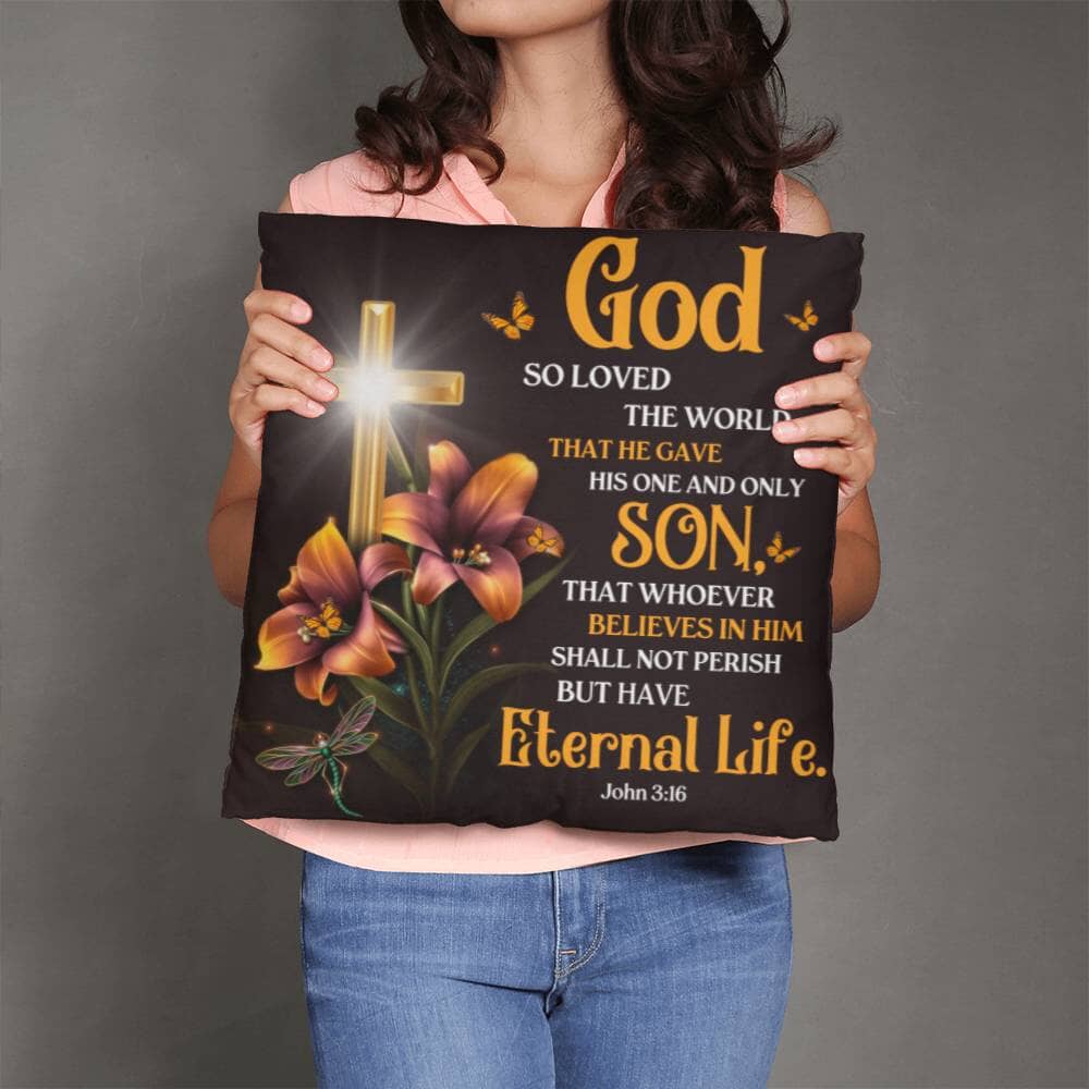 Faith - God So Loved The World - John 3:16  - Classic Throw Pillows - The Shoppers Outlet