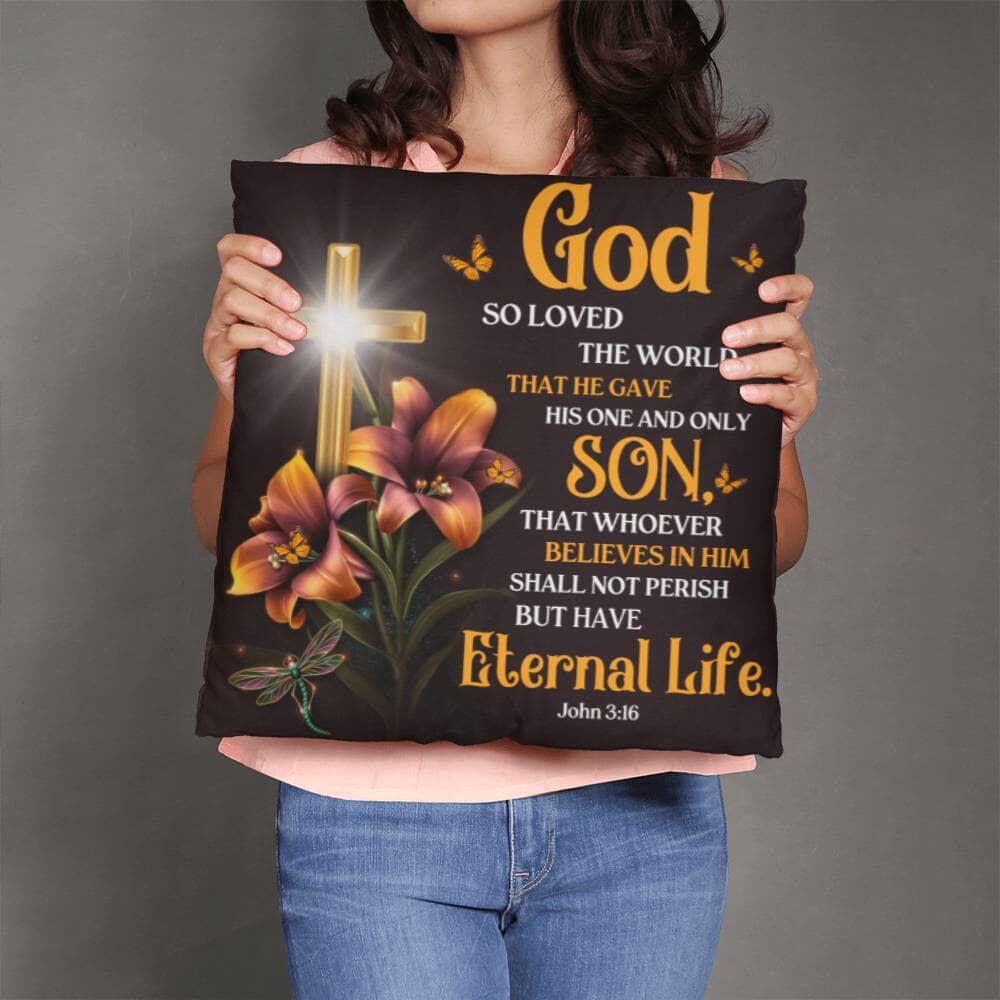 Faith - God So Loved The World - John 3:16  - Classic Throw Pillows - The Shoppers Outlet