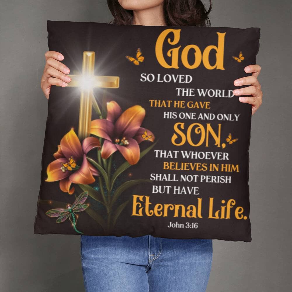 Faith - God So Loved The World - John 3:16  - Classic Throw Pillows - The Shoppers Outlet