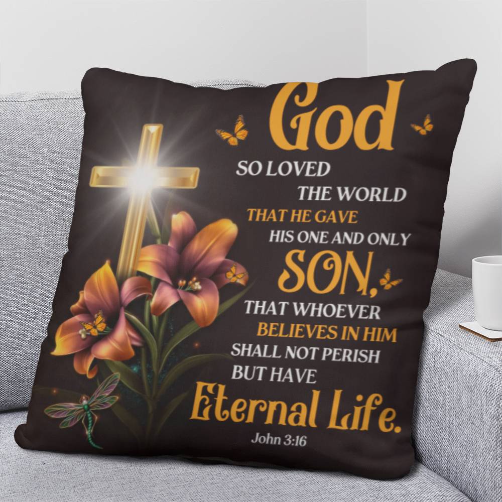 Faith - God So Loved The World - John 3:16  - Classic Throw Pillows - The Shoppers Outlet