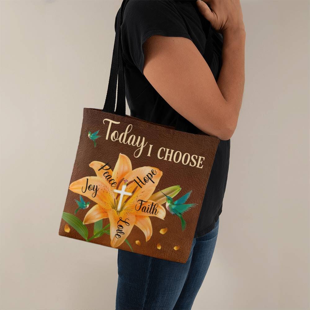 Inspirational - Today I Choose Faith Joy Peace Hope Love  - Classic Tote Bags - The Shoppers Outlet