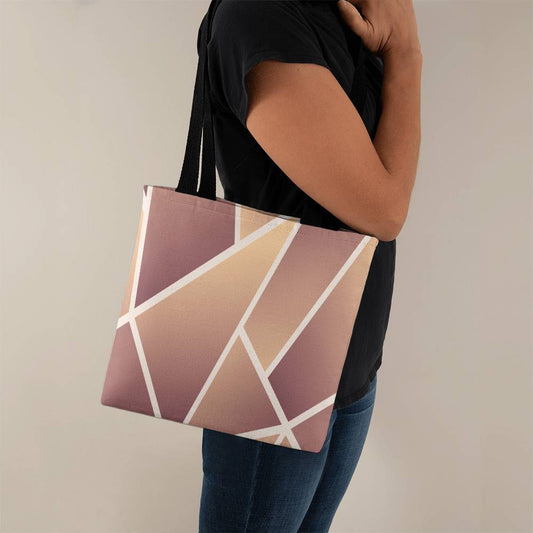 Brown and Beige Geometric Pattern - Classic Tote Bags - The Shoppers Outlet