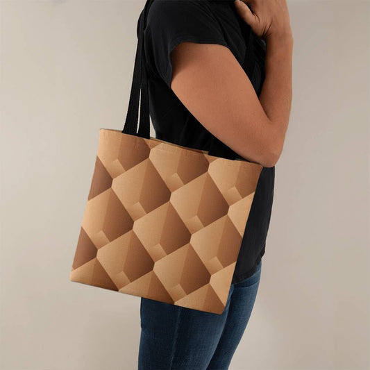 Brown and Beige Geometric Pattern - Classic Tote Bags - The Shoppers Outlet