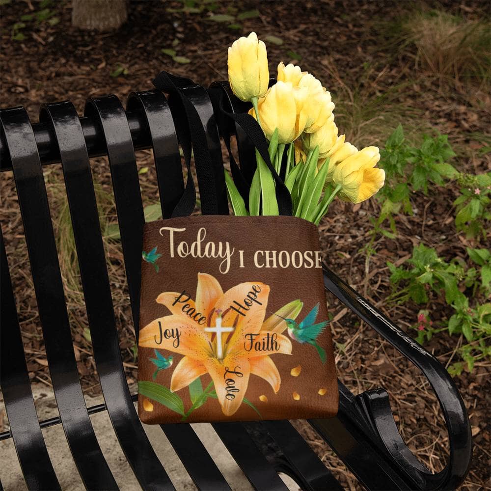 Inspirational - Today I Choose Faith Joy Peace Hope Love  - Classic Tote Bags - The Shoppers Outlet