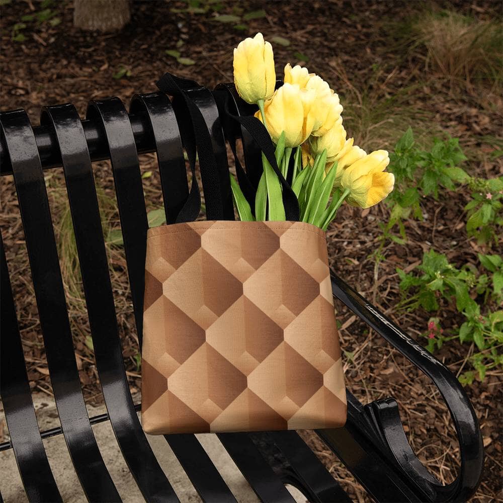 Brown and Beige Geometric Pattern - Classic Tote Bags - The Shoppers Outlet