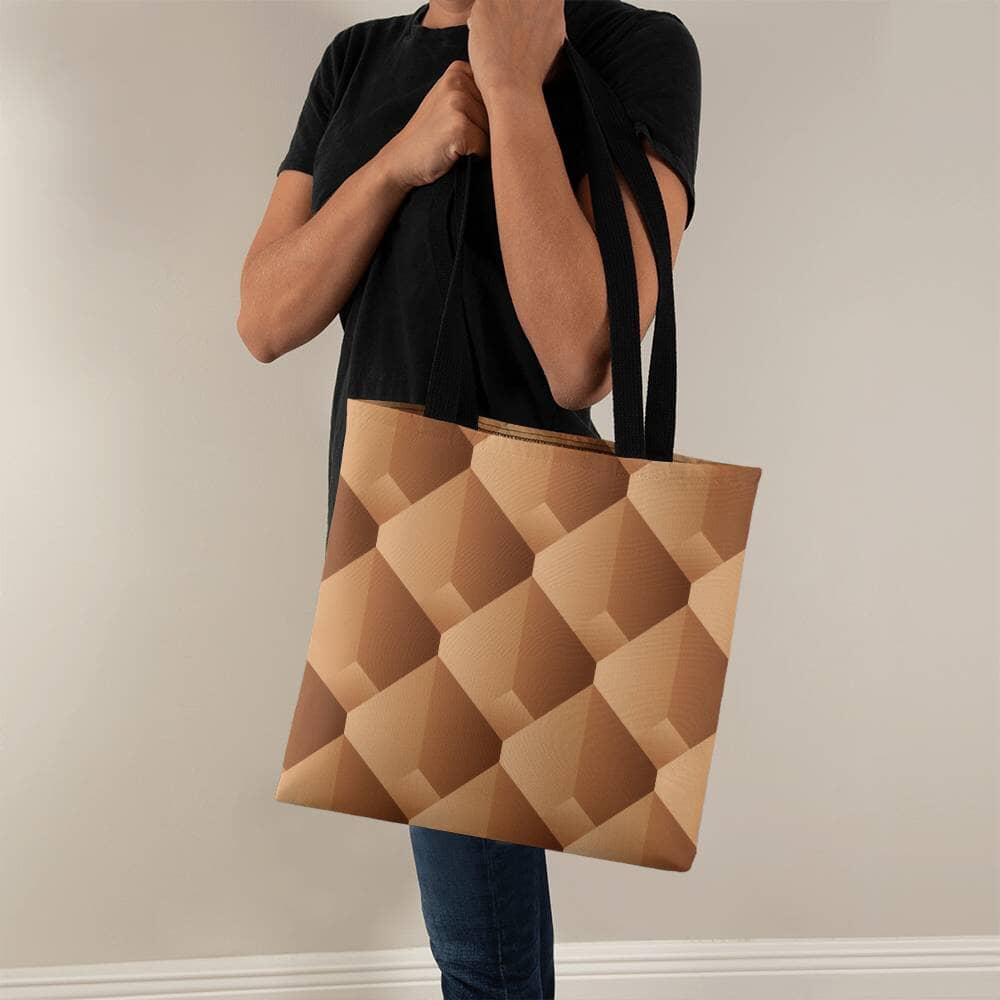 Brown and Beige Geometric Pattern - Classic Tote Bags - The Shoppers Outlet