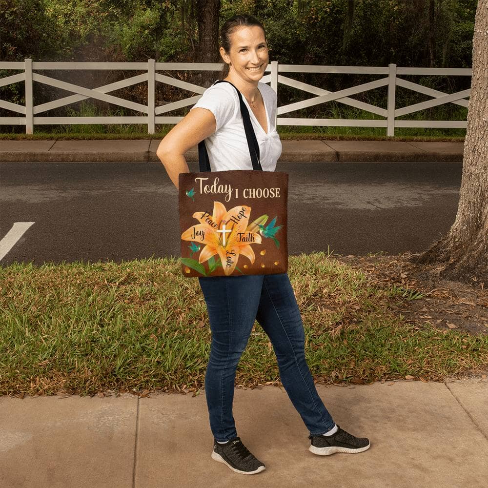 Inspirational - Today I Choose Faith Joy Peace Hope Love  - Classic Tote Bags - The Shoppers Outlet