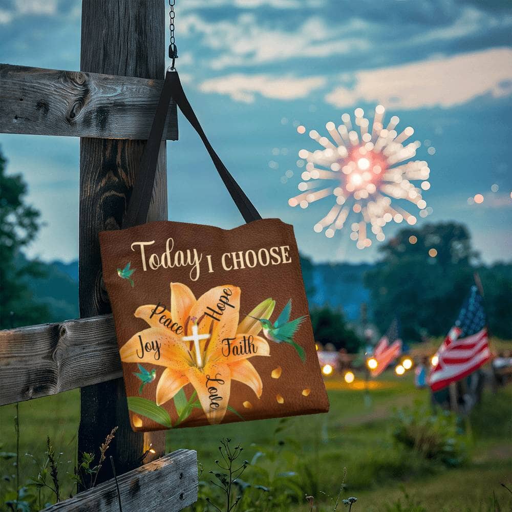 Inspirational - Today I Choose Faith Joy Peace Hope Love  - Classic Tote Bags - The Shoppers Outlet