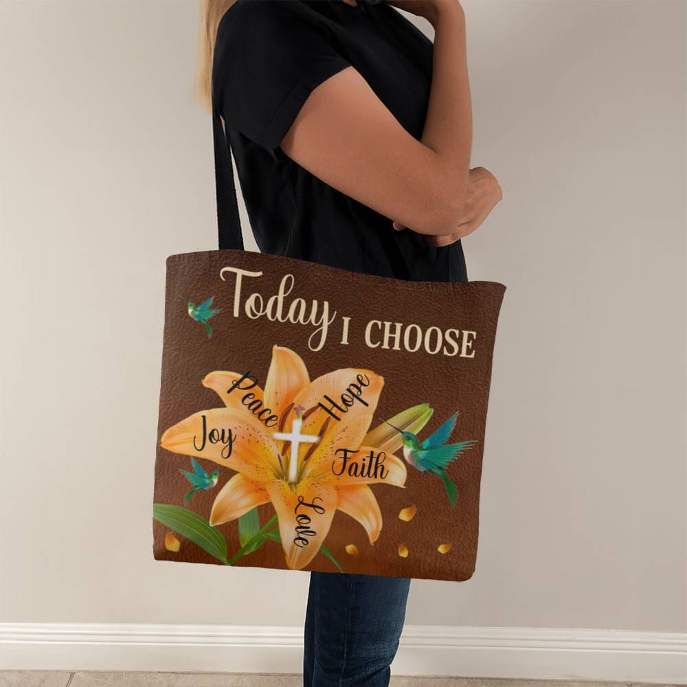 Inspirational - Today I Choose Faith Joy Peace Hope Love  - Classic Tote Bags - The Shoppers Outlet