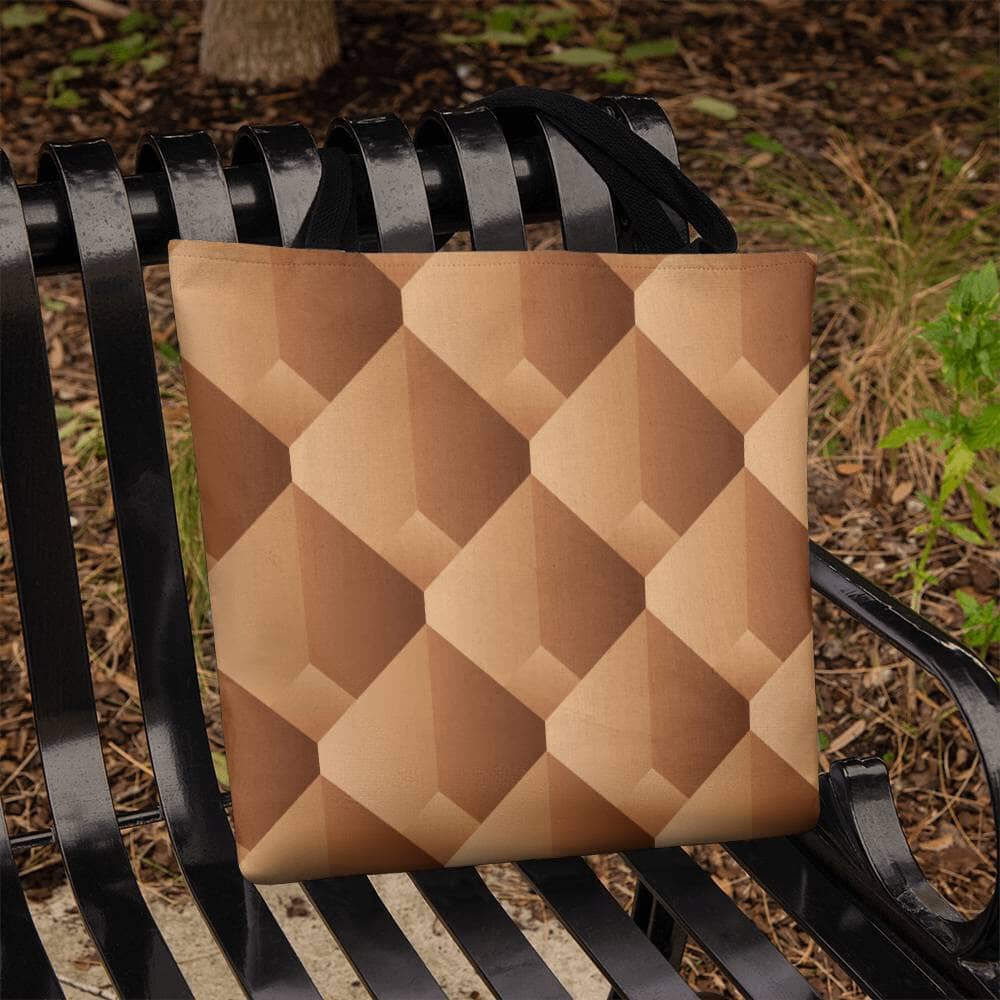 Brown and Beige Geometric Pattern - Classic Tote Bags - The Shoppers Outlet