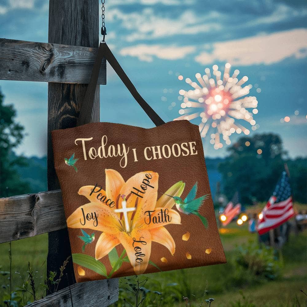 Inspirational - Today I Choose Faith Joy Peace Hope Love  - Classic Tote Bags - The Shoppers Outlet