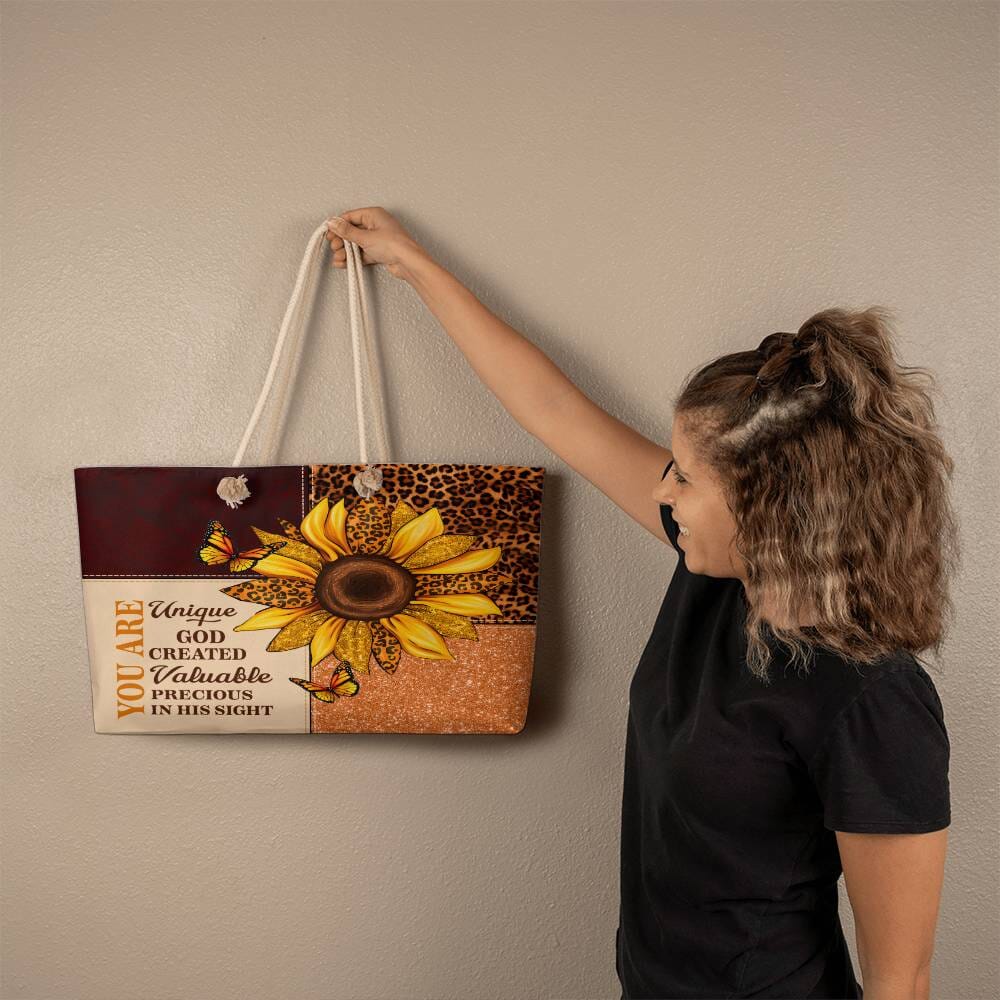 Inspirational - You Are Unique God Created Valuable Precious In His Sight - Weekender Tote Bags - The Shoppers Outlet