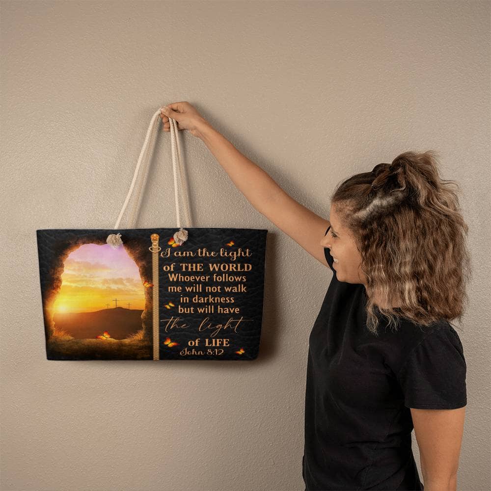 Faith - I Am The Light Of The World - John 8:12 - Weekender Tote Bag - The Shoppers Outlet