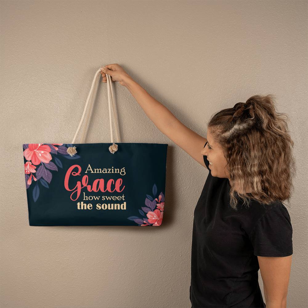Motivational - Amazing Grace How Sweet The Sound - Weekender Tote Bags - The Shoppers Outlet