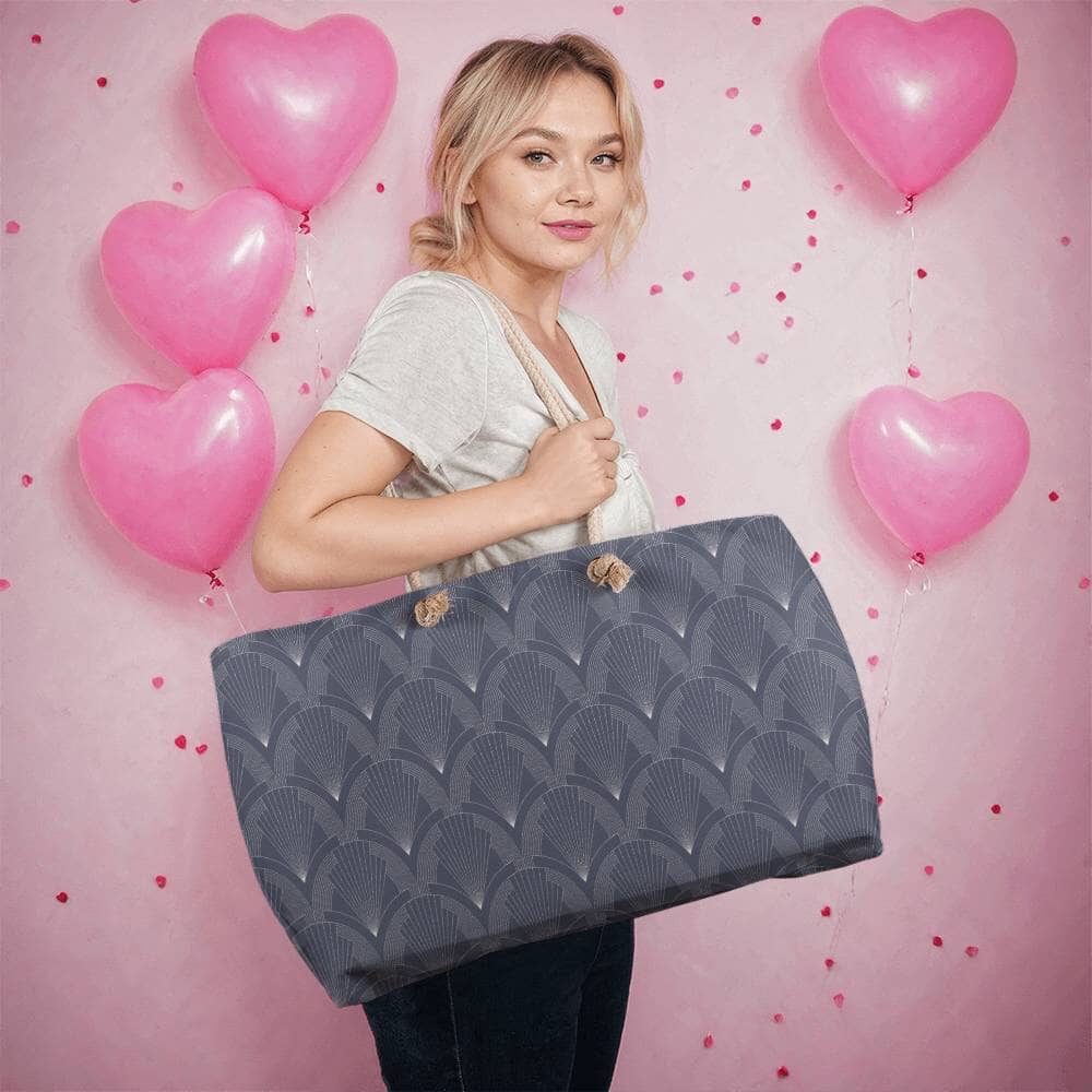 Gray Spearhead White Tip Design - Weekender Tote Bags - The Shoppers Outlet