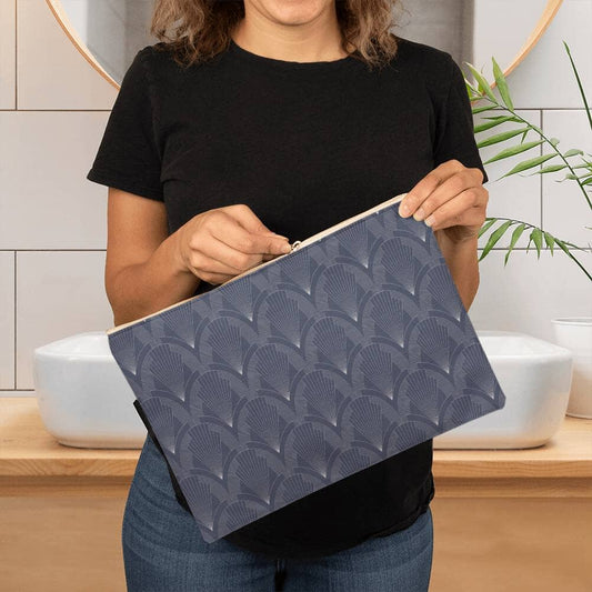 Gray Spearhead White Tip Design - Large Fabric Zippered Pouch - The Shoppers Outlet