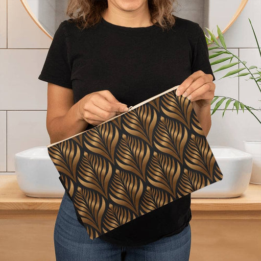 Luxury Gold Pattern - Large Fabric Zippered Pouch - The Shoppers Outlet