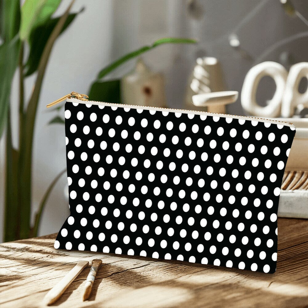 Polk A Dots Design - Large Fabric Zippered Pouch - The Shoppers Outlet