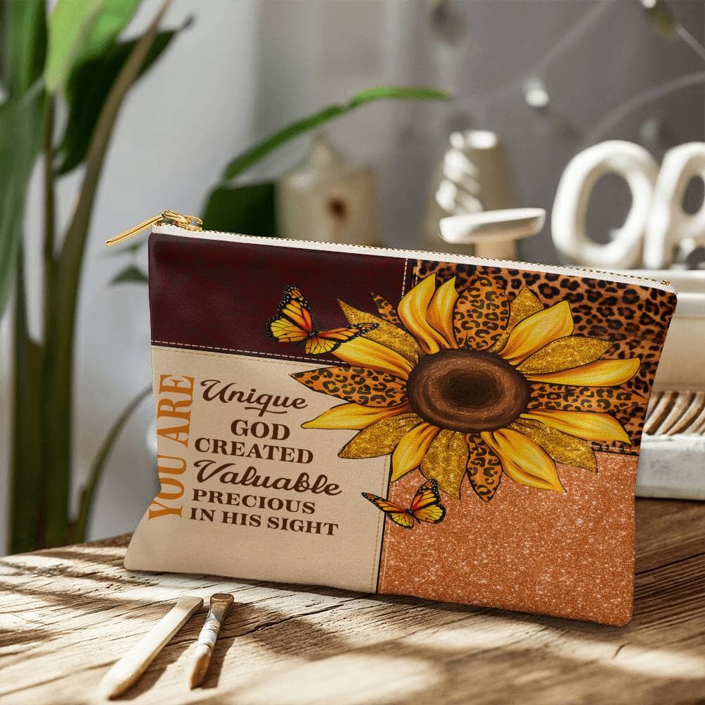 Inspirational - You Are Unique God Created Valuable Precious In His Sight - Large Fabric Zippered Pouch - The Shoppers Outlet