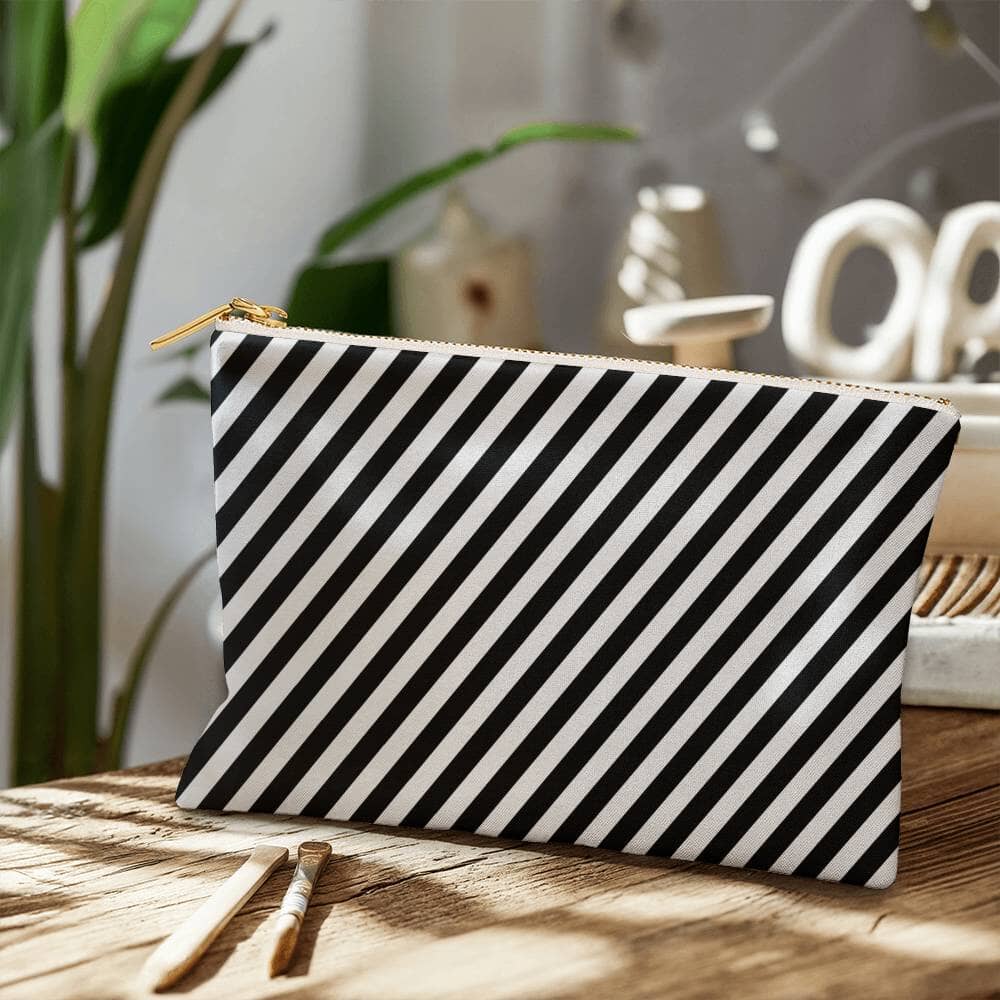 Diagonal Stripes Pattern Design - Large Fabric Zippered Pouch - The Shoppers Outlet