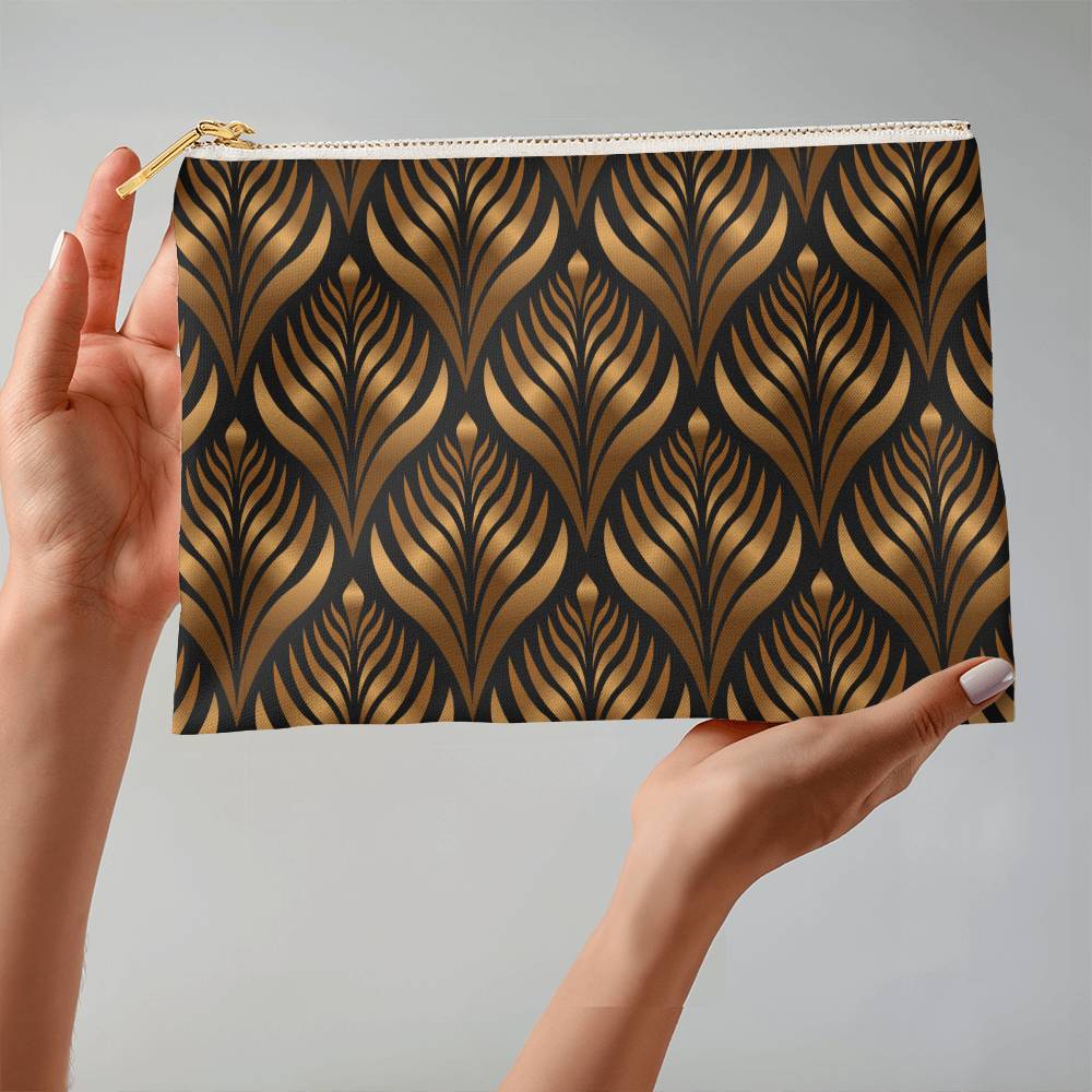 Luxury Gold Pattern - Large Fabric Zippered Pouch - The Shoppers Outlet