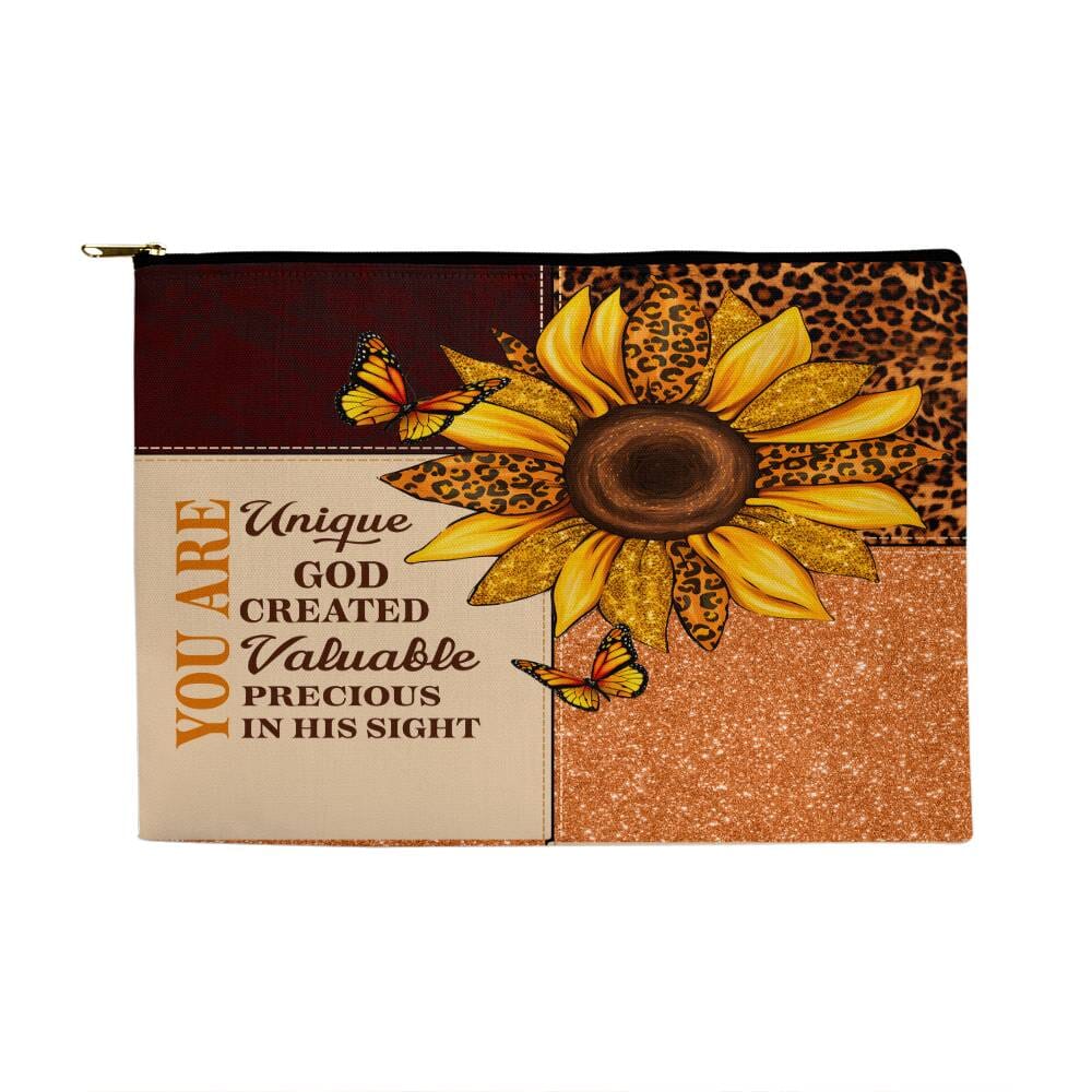 Inspirational - You Are Unique God Created Valuable Precious In His Sight - Large Fabric Zippered Pouch - The Shoppers Outlet