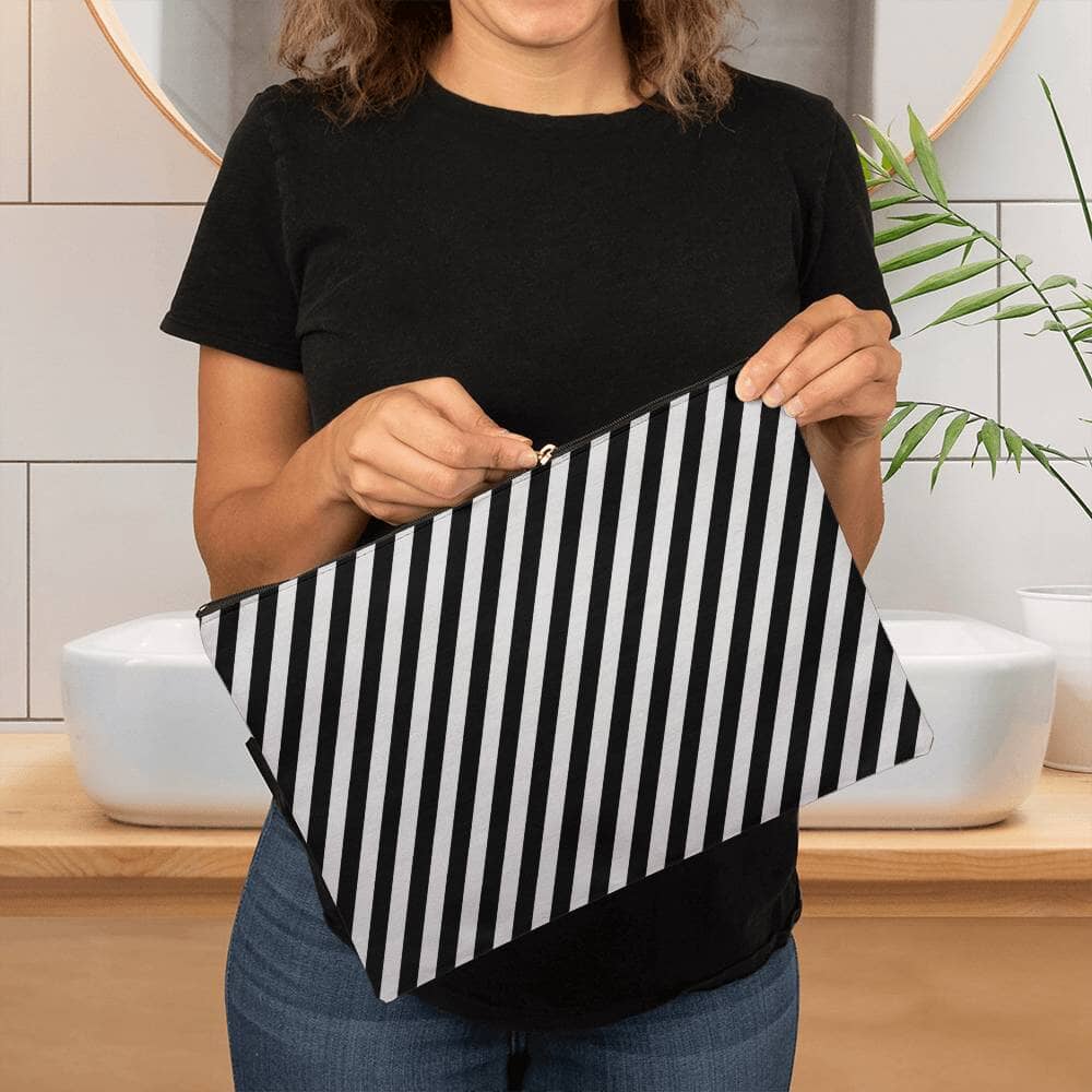 Diagonal Stripes Pattern Design - Large Fabric Zippered Pouch - The Shoppers Outlet