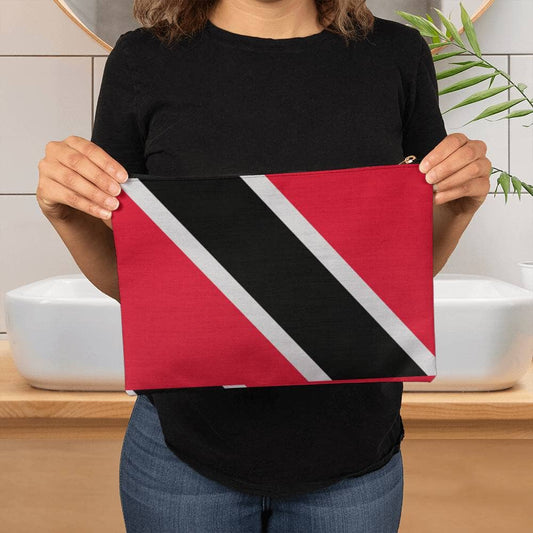 Red Black White Design - Large Fabric Zippered Pouch - The Shoppers Outlet