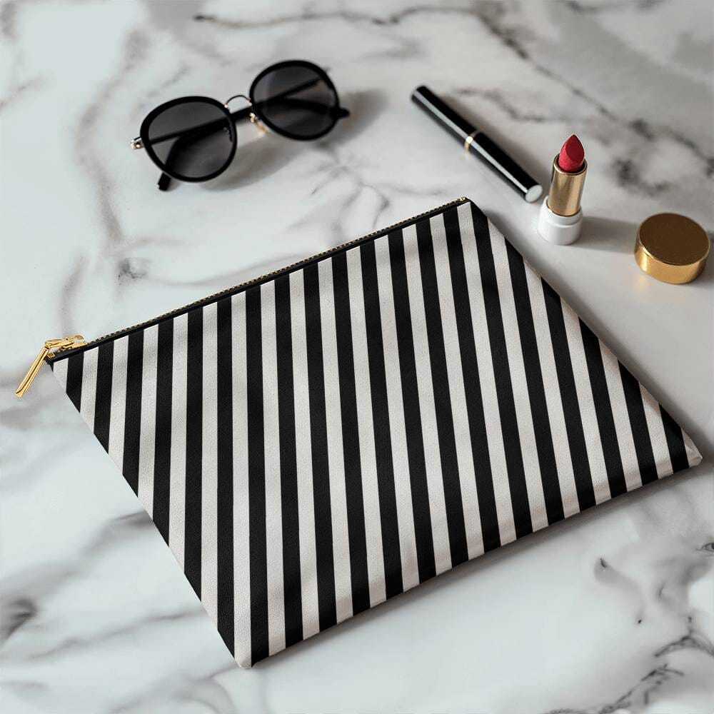Diagonal Stripes Pattern Design - Large Fabric Zippered Pouch - The Shoppers Outlet