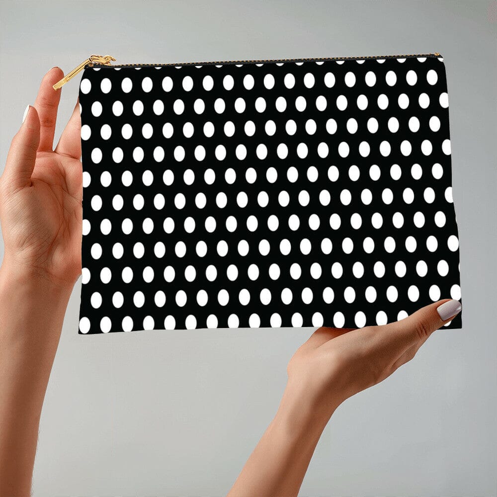 Polk A Dots Design - Large Fabric Zippered Pouch - The Shoppers Outlet