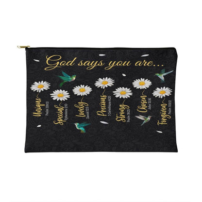 Faith - God Says You Are - Small Fabric Zippered Pouch - The Shoppers Outlet