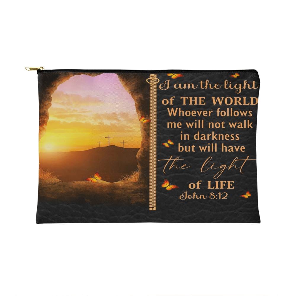 Faith - I Am The Light Of The World - John 8:12 - Small Fabric Zippered Pouch - The Shoppers Outlet