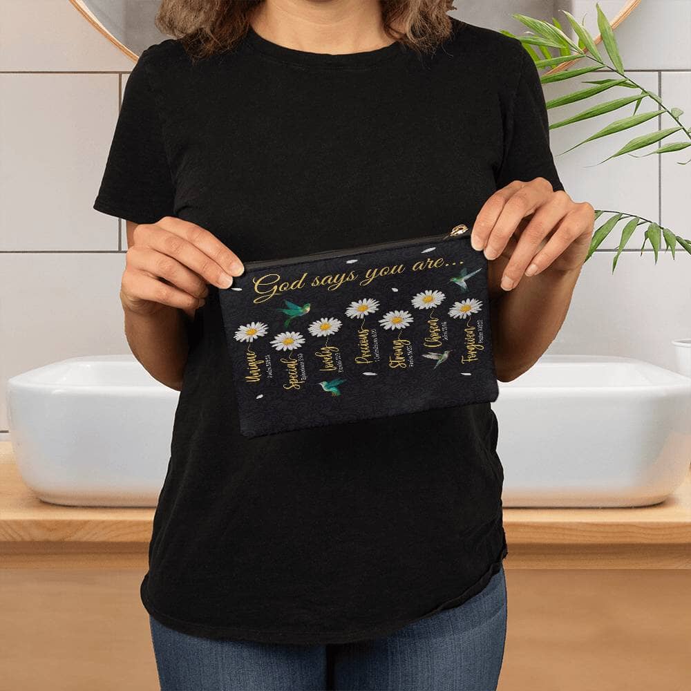 Faith - God Says You Are - Small Fabric Zippered Pouch - The Shoppers Outlet