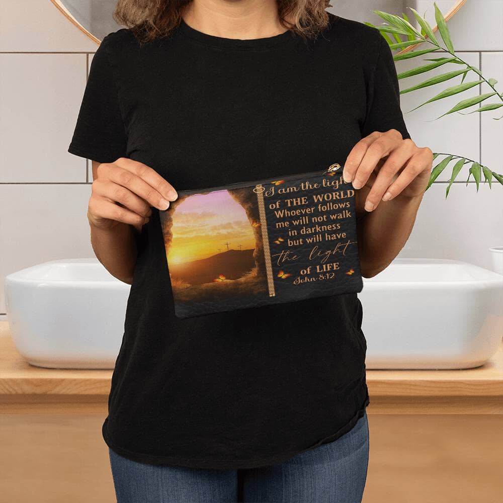 Faith - I Am The Light Of The World - John 8:12 - Small Fabric Zippered Pouch - The Shoppers Outlet