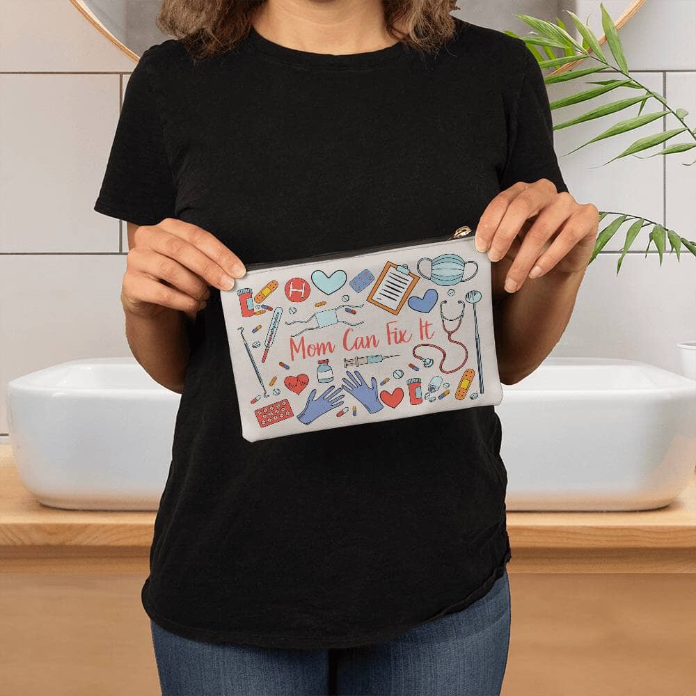 Mom - Can Fix It - Small Fabric Zippered Pouch - The Shoppers Outlet