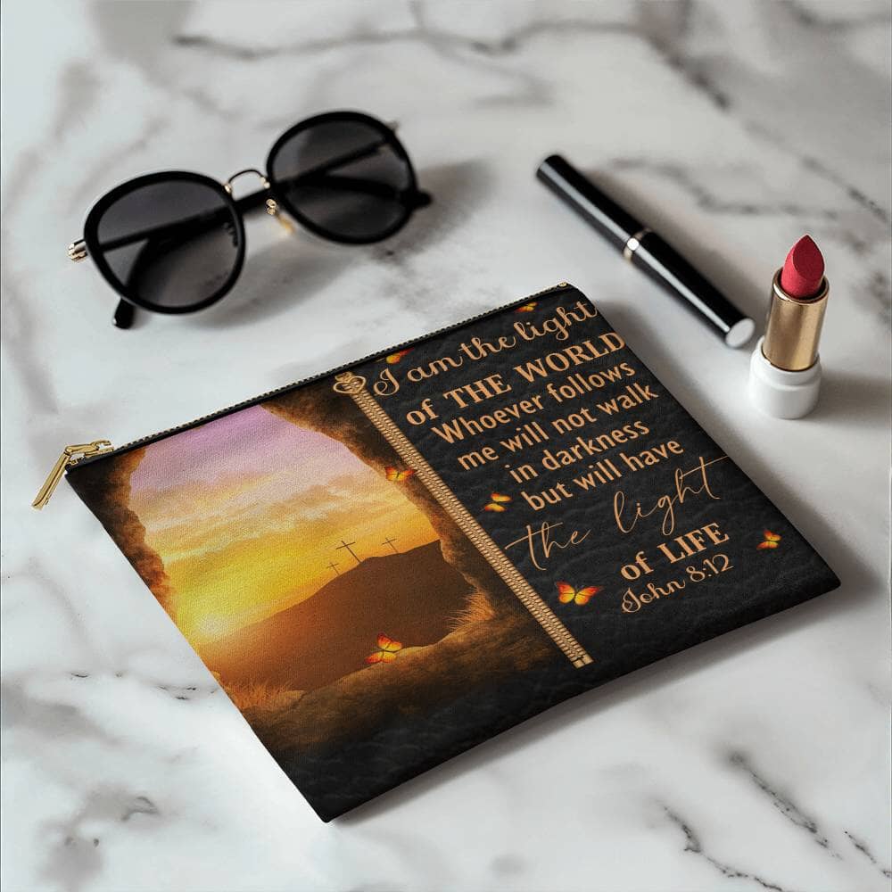 Faith - I Am The Light Of The World - John 8:12 - Small Fabric Zippered Pouch - The Shoppers Outlet