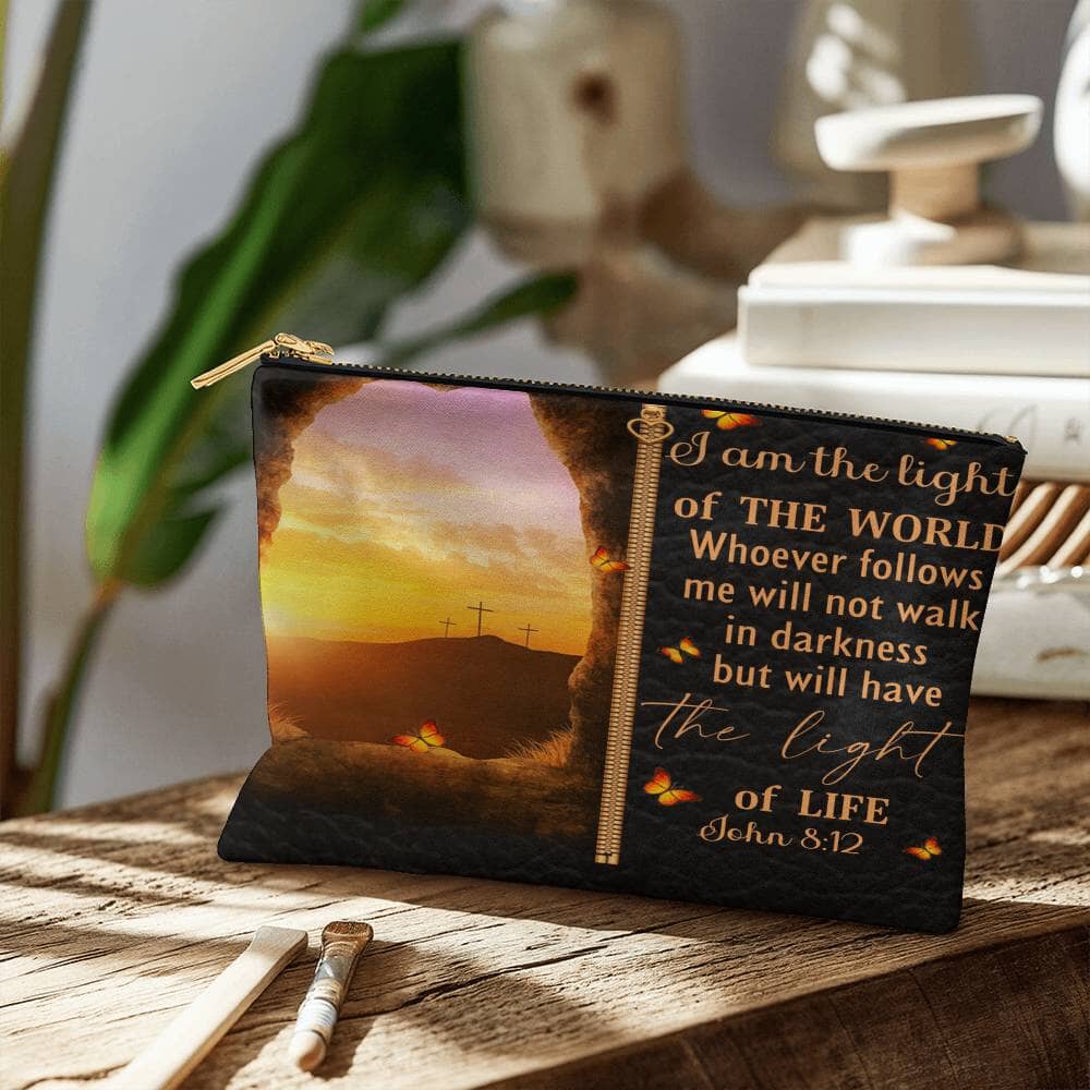 Faith - I Am The Light Of The World - John 8:12 - Small Fabric Zippered Pouch - The Shoppers Outlet