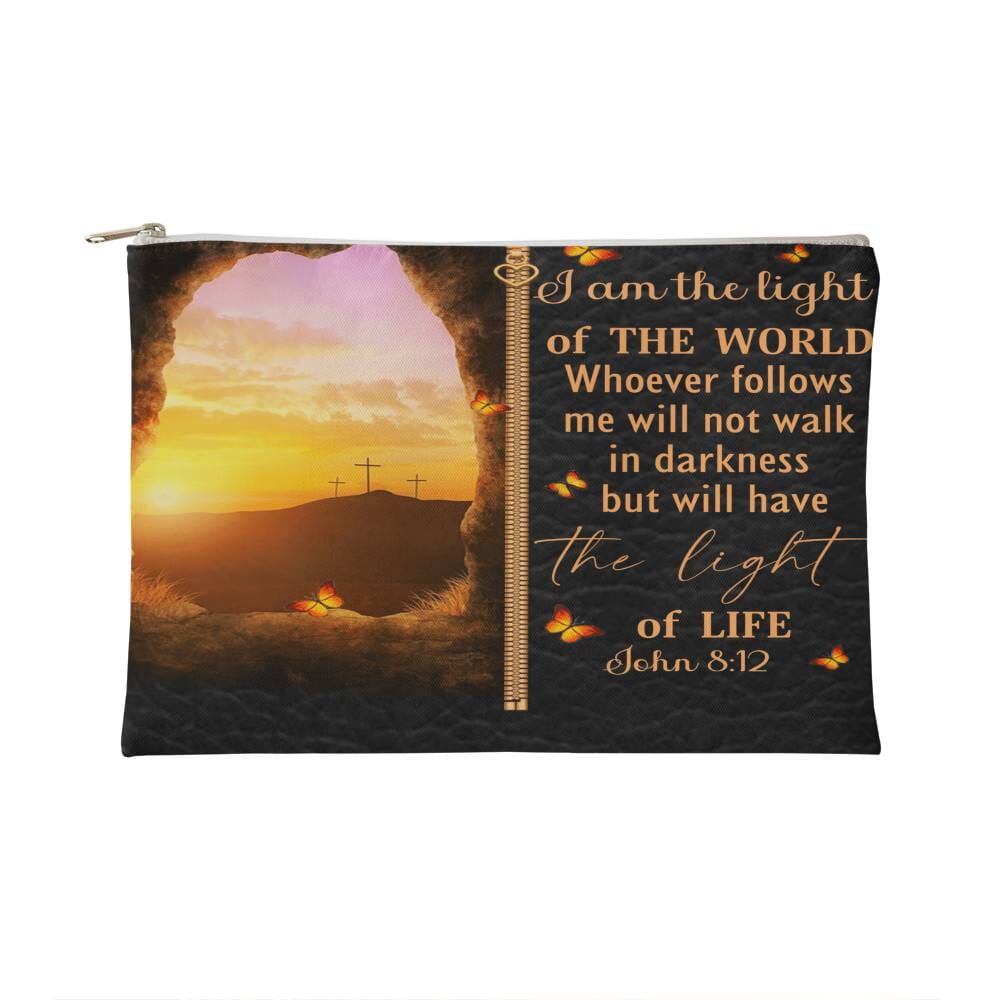 Faith - I Am The Light Of The World - John 8:12 - Small Fabric Zippered Pouch - The Shoppers Outlet