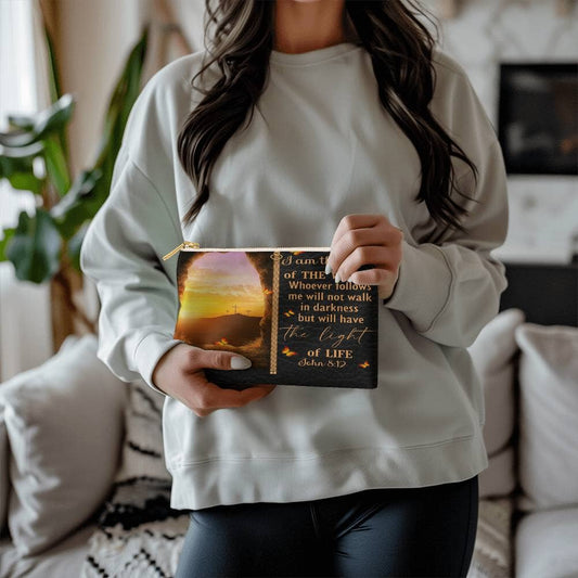 Faith - I Am The Light Of The World - John 8:12 - Small Fabric Zippered Pouch - The Shoppers Outlet