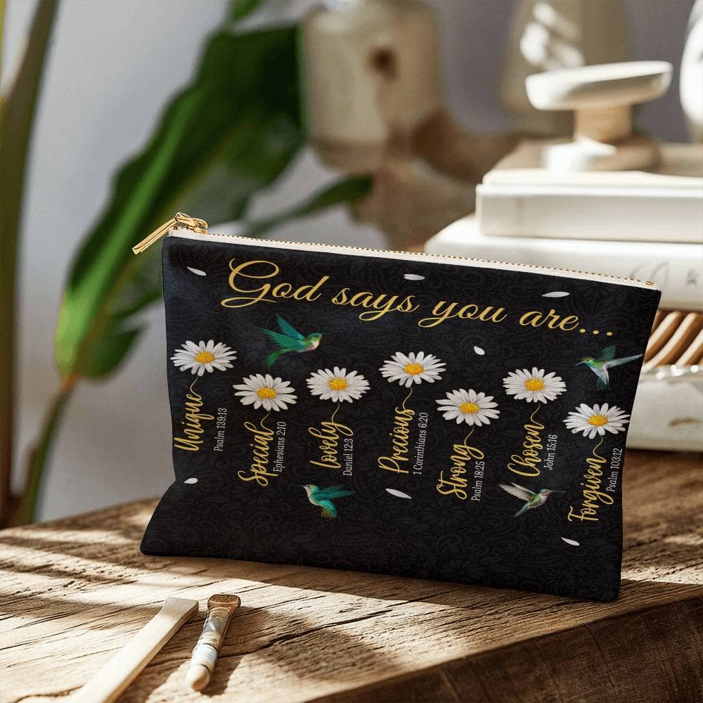 Faith - God Says You Are - Small Fabric Zippered Pouch - The Shoppers Outlet