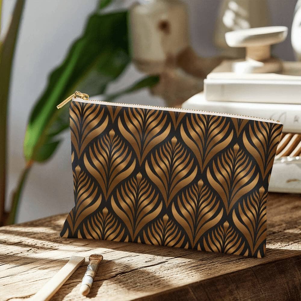 Luxury Gold Pattern - Small Fabric Zippered Pouch - The Shoppers Outlet
