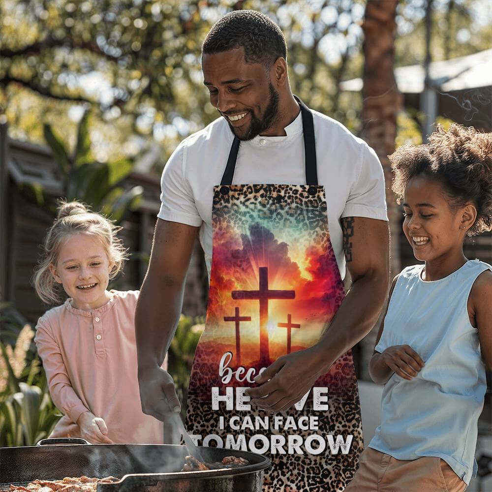 Because He Live I Can Face Tomorrow - Premium Apron - The Shoppers Outlet