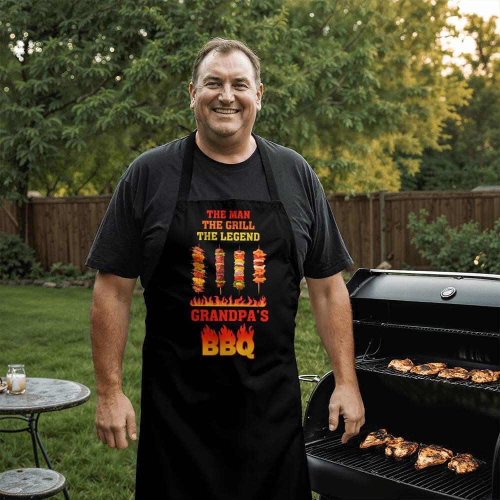 GRANDPA'S BBQ - THE MAN - THE GRILL - THE LEGEND - Premium Apron - The Shoppers Outlet