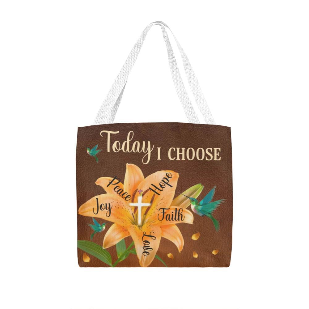 Inspirational - Today I Choose Faith Joy Peace Hope Love  - Classic Tote Bags - The Shoppers Outlet