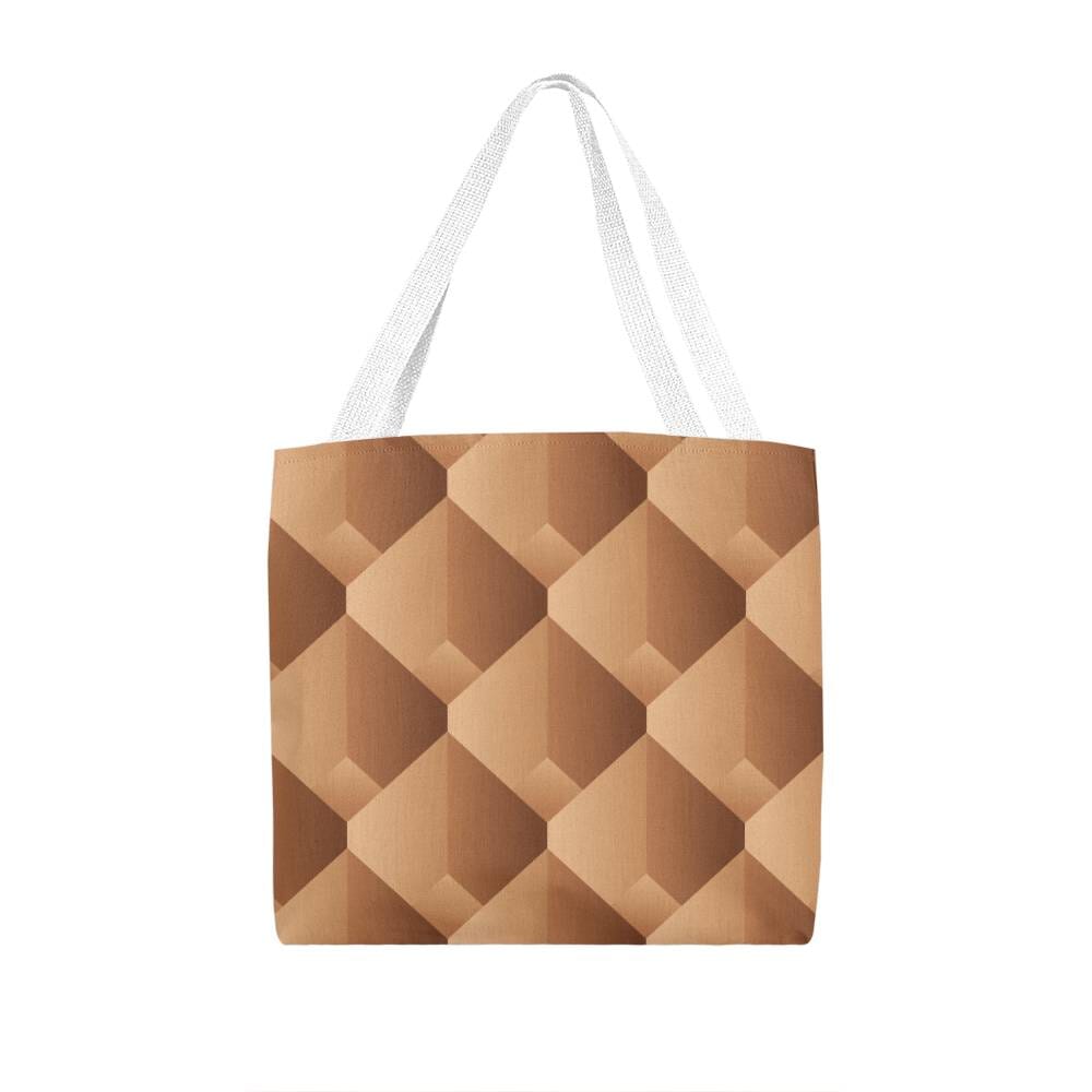 Brown and Beige Geometric Pattern - Classic Tote Bags - The Shoppers Outlet