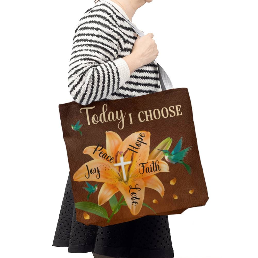 Inspirational - Today I Choose Faith Joy Peace Hope Love  - Classic Tote Bags - The Shoppers Outlet